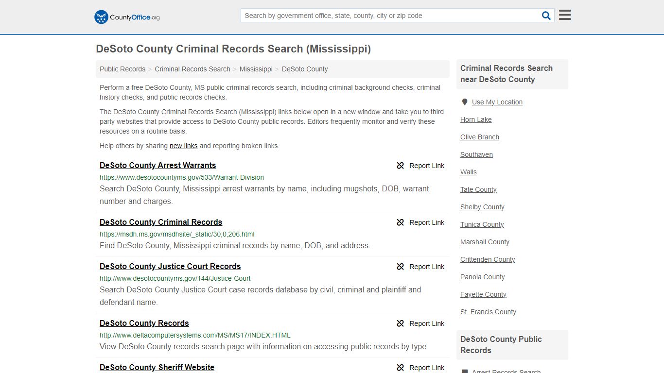 DeSoto County Criminal Records Search (Mississippi) - County Office